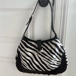 bebe Black and White Zebra Shoulder Bag